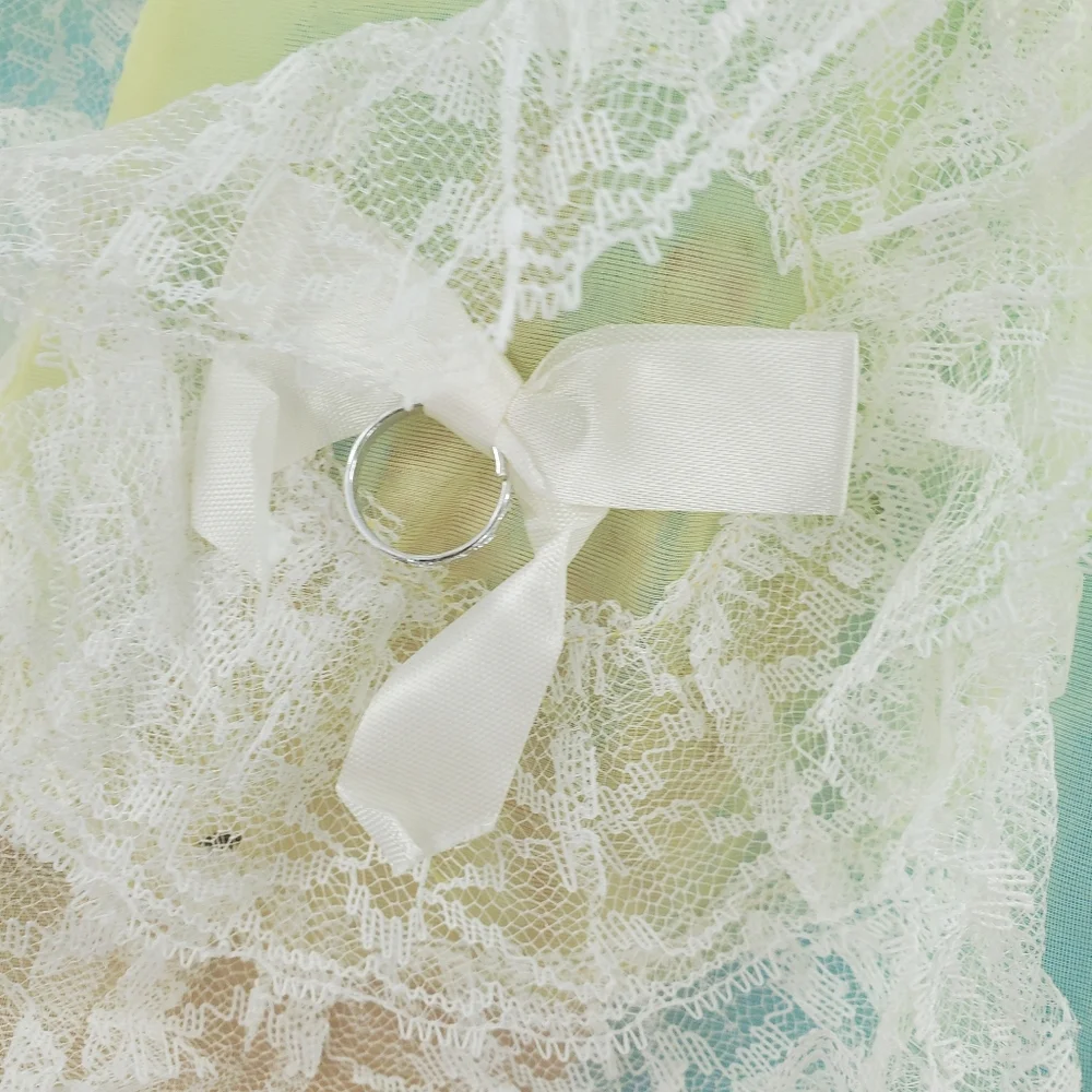 Vintage late 50s sheer wedding ring apron - Picture 2 of 7